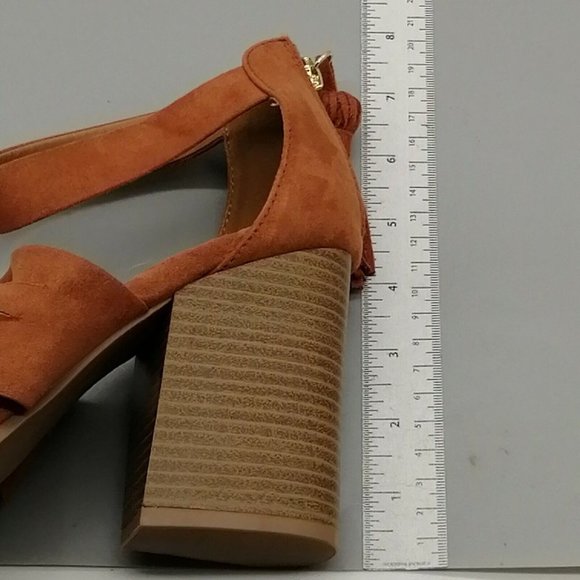 Qupid Women Block High Heel Ankle Strap Sandal Heel Zipper Cushion Brown Sz 8.5 - Picture 7 of 10